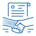 agreement contract handshake doodle icon hand drawn illustration