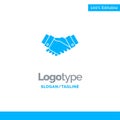 Agreement, Deal, Handshake, Business, Partner Blue Solid Logo Template. Place for Tagline