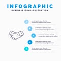 Agreement, Deal, Handshake, Business, Partner Line icon with 5 steps presentation infographics Background