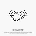 Agreement, Deal, Handshake, Business, Partner Line Icon Vector