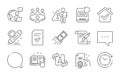 Agreement document, Meeting and Blog icons set. Certificate, Fast payment and Recovery ssd signs. Vector