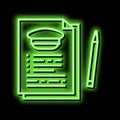 agreement for education in flight school neon glow icon illustration