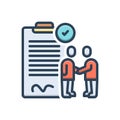 Color illustration icon for Agreement, compromise and contract