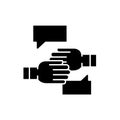 Agreement of intent black icon, vector sign on isolated background. Agreement of intent concept symbol, illustration