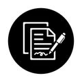 Agreement, pen, sign icon. Black vector graphics Royalty Free Stock Photo