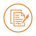 Agreement, pen, sign icon. Orange vector graphics Royalty Free Stock Photo