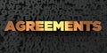 Agreements - Gold text on black background - 3D rendered royalty free stock picture