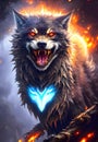 Agressive wolf creature, demon wolf with bared teeth Royalty Free Stock Photo