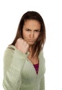 Agressive woman over white background Royalty Free Stock Photo