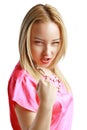 Agressive young blondy Royalty Free Stock Photo