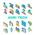 agri tech precision drones iot icons set vector Royalty Free Stock Photo