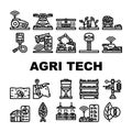 agri tech precision drones iot icons set vector Royalty Free Stock Photo