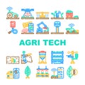 agri tech precision drones iot icons set vector Royalty Free Stock Photo