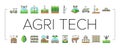 agri tech precision drones iot icons set vector Royalty Free Stock Photo