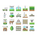 agri tech precision drones iot icons set vector Royalty Free Stock Photo