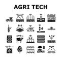 agri tech precision drones iot icons set vector Royalty Free Stock Photo