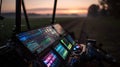 The agribots control panel illuminated with colorful LEDs displaying realtime data as it autonomously adjusts its path Royalty Free Stock Photo