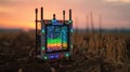 The agribots control panel illuminated with colorful LEDs displaying realtime data as it autonomously adjusts its path Royalty Free Stock Photo