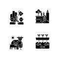 Agribusiness flat design long shadow glyph icons set Royalty Free Stock Photo