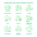 Agribusiness and smart farming green gradient concept icons set Royalty Free Stock Photo