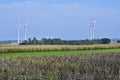 Austria, agricultural area with wind turbines