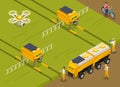 Agricultural Robots Isometric Composition