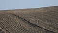 Agricultural background of newly plowed field