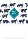 Agricultural brochure layout design. An example of a backdrop for cattle farm. Silhouettes of cows with floral ornament
