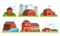 Agricultural Buildings Collection, Countryside Life and Industrial Objects, Farm House, Barn, Silo Towers, Water Mill