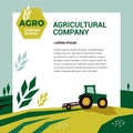 Agricultural company design template. Illustration of agriculture with tractor Royalty Free Stock Photo