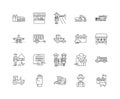 Agricultural contractors line icons, signs, vector set, outline illustration concept Royalty Free Stock Photo
