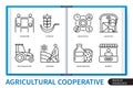 agricultural cooperative line icons set