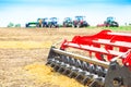 Agricultural cultivator close-up on the ground