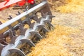 Agricultural cultivator close-up on the ground