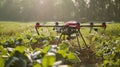 An agricultural drone in the fields