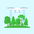 Agricultural drone monitors forest crop growth and forest safety.