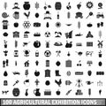 100 agricultural exhibition icons set