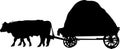 Agricultural farm animals bulls a cart