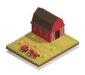 Farm Hay Harvesting Isometric Composition