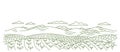 Agricultural field landscape. Seedlings of cereals. Rural countryside. Vector hand-drawn. Contour sketch line drawing.