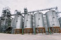 Agricultural grain elevator building for corn storage and railroad. Royalty Free Stock Photo