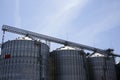Agricultural grain elevator building for corn storage and railroad. Royalty Free Stock Photo
