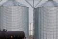 Agricultural grain silos exterior railway wagon Royalty Free Stock Photo