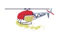 Agricultural Helicopter or Rotorcraft with Propeller for Aerial Application of Pesticides Vector Illustration