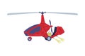 Agricultural Helicopter or Rotorcraft with Propeller for Aerial Application of Pesticides Vector Illustration