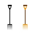 Agricultural implements - pitchfork on four thorns. Vector illustration