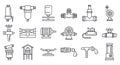 Agricultural irrigation system icon set, outline style Royalty Free Stock Photo