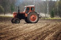 Agricultural land in the fieldagricultural tractor plows the land