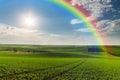 Agricultural Landscape with Rainbow