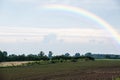 Agricultural landscape with vegetable plantations in the Netherlands. Landscape after the rain with rainbow